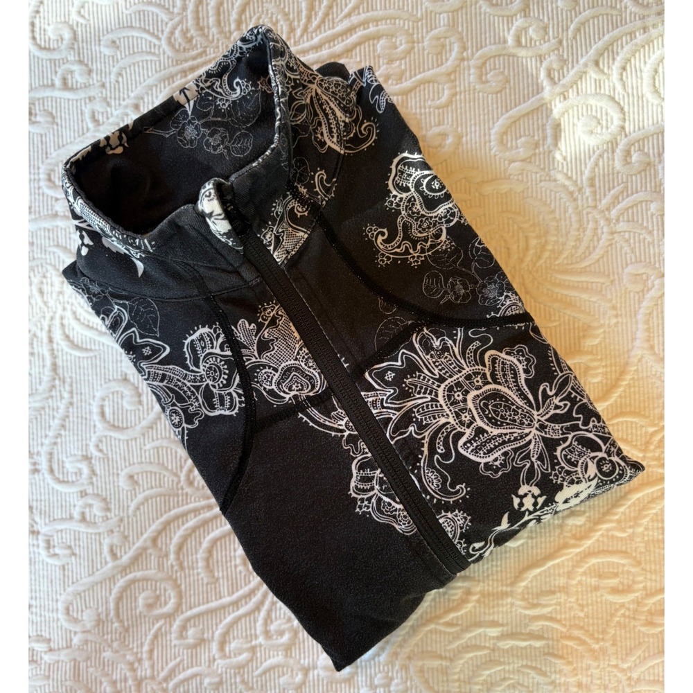 Lululemon Paisley Floral Define Full Zip Jacket Black White Slim Fit Women 6/8